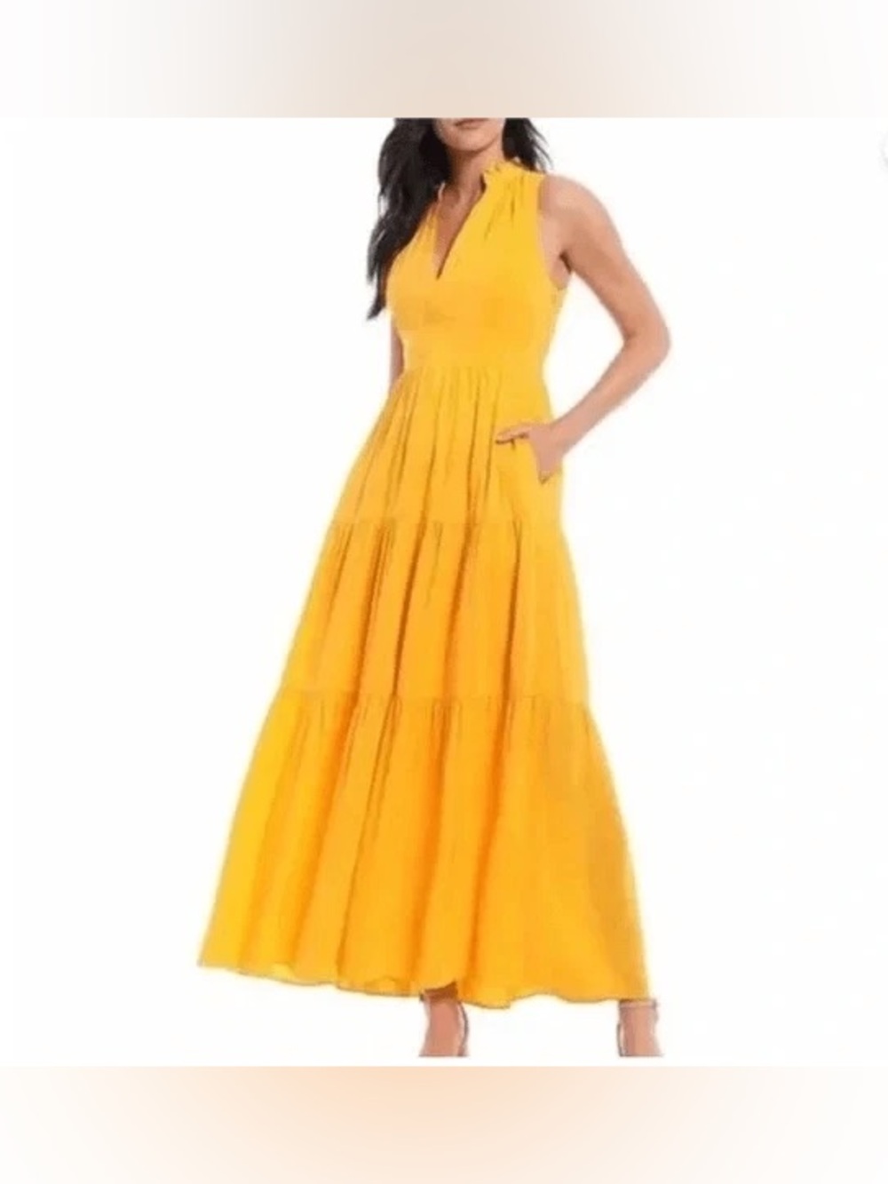 ANTONIO MELANI Yellow Tiered Maxi Dress Size 10 - C52-103